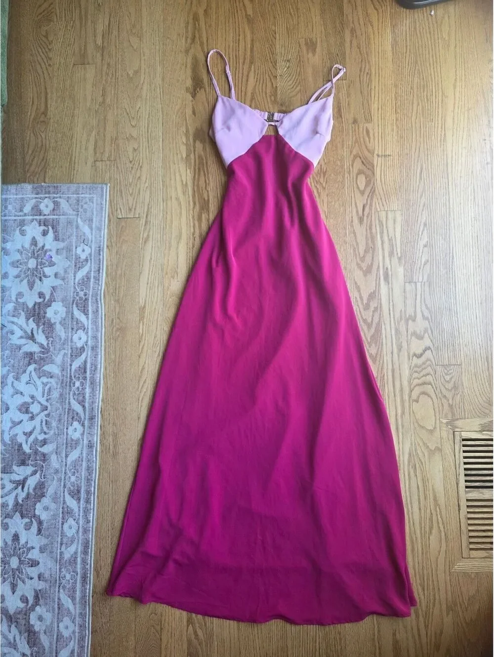 Abercrombie and Fitch Two-tone Colorblock Maxi Dress Hot pink and light Pink